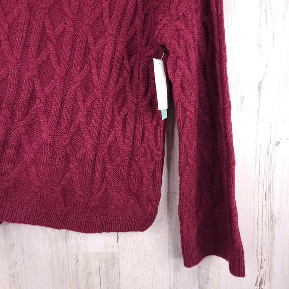 Abound Purple Cable Knit Sweater Womens Pullover L - Picture 4 of 7